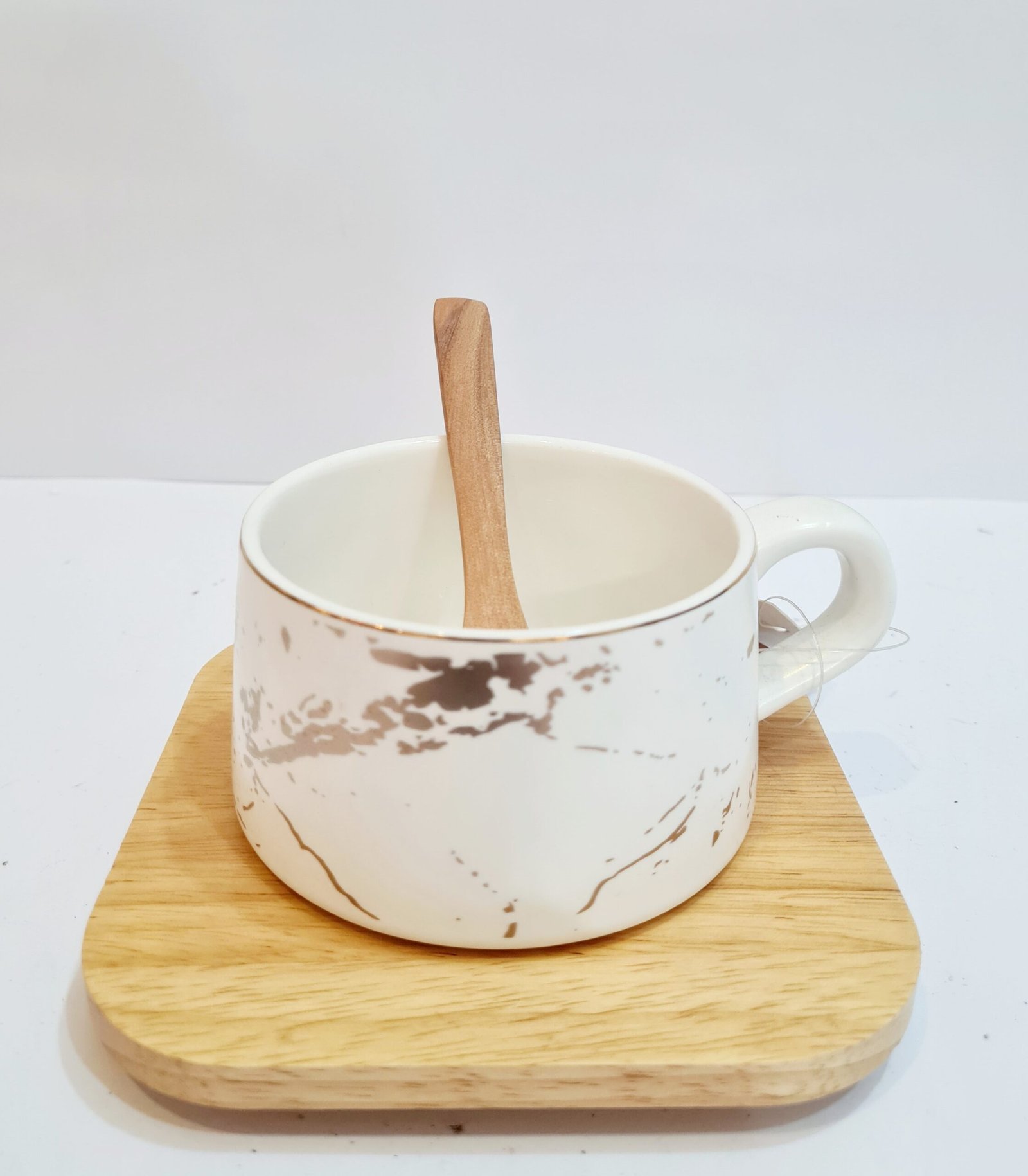 Ceramic Mug With Wooden Coaster