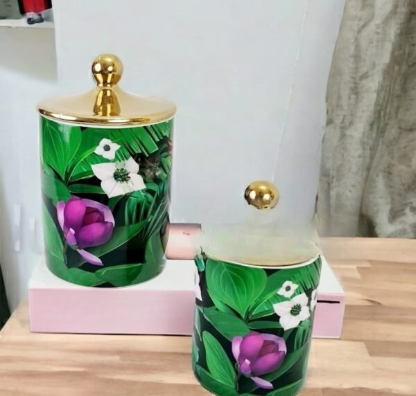 A set of candy jars on a table