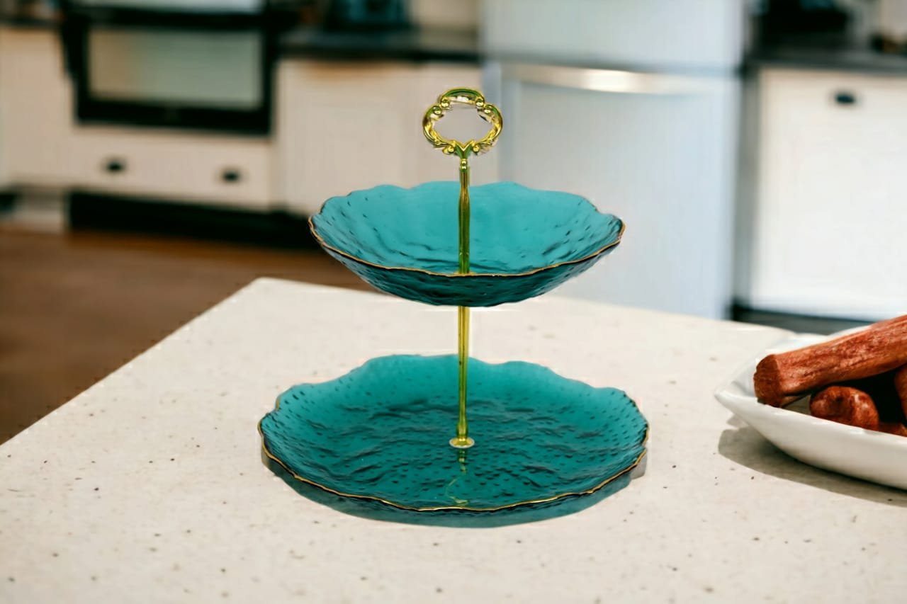 Two Tier Glass Serving Platter