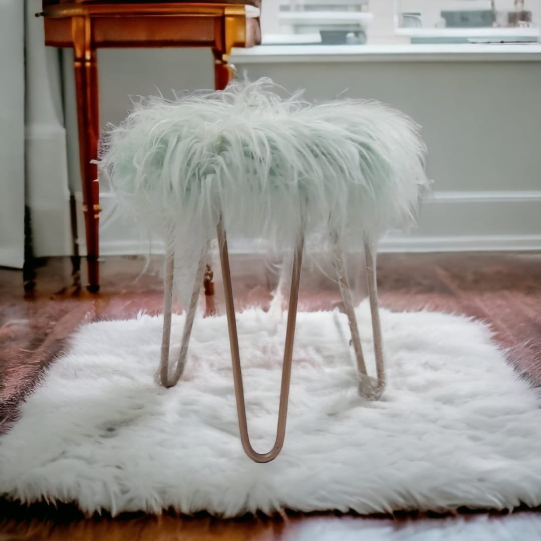 Elegant Fluffy Fur Footstool