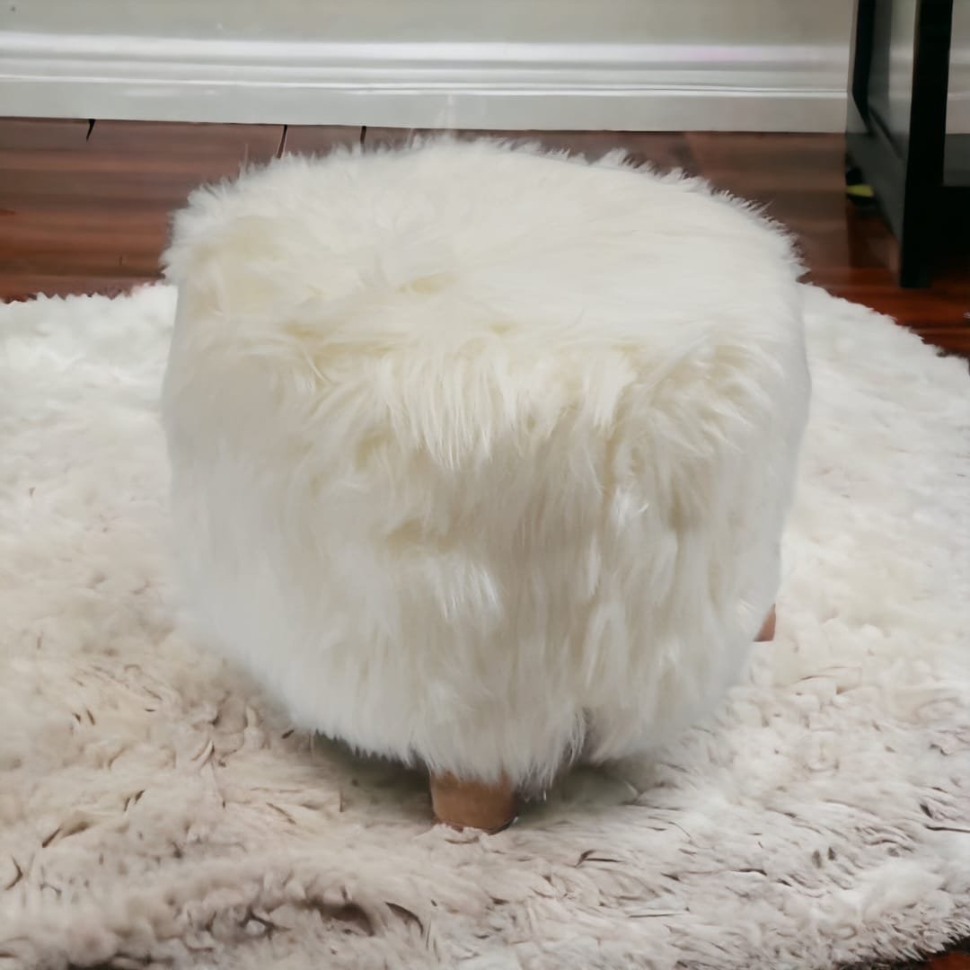 Ottoman Faux Fur Footstool