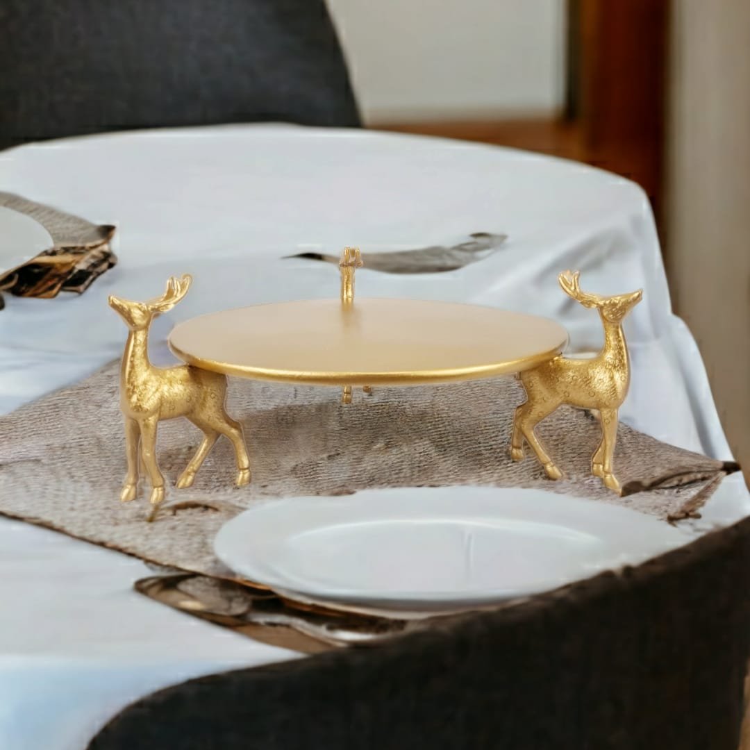 Gold Resin Deer Trio Tray Flat