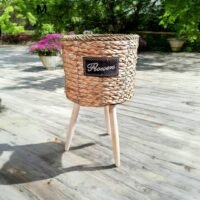 Woven-Charm-Flower-Stand-Brown-Small