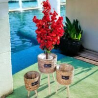 Woven-Charm-Flower-Stand-Set-Brown