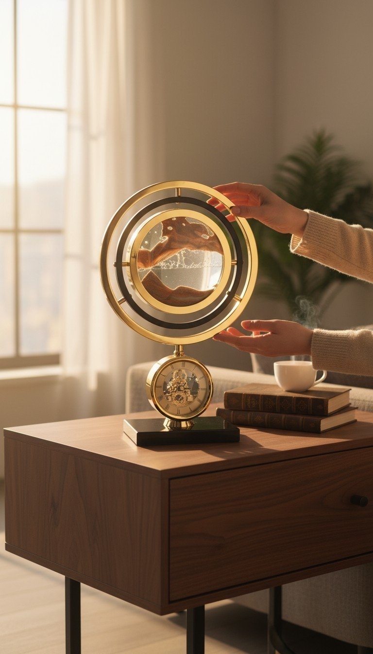 BX80A BROWN SAND Eternal Sands Timepiece Gear Clock Brown Sand - Image 1