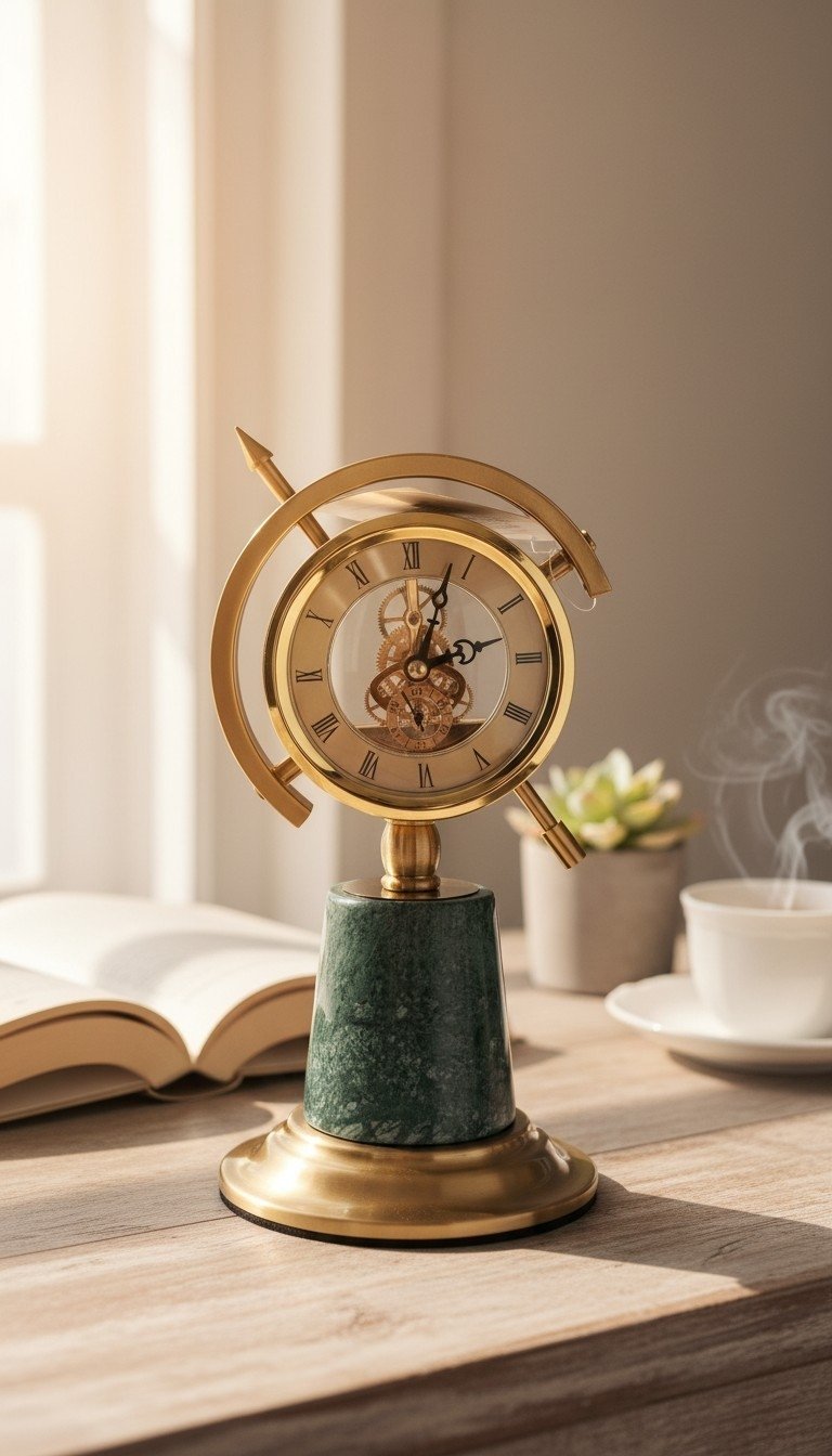BY-278 Emerald Marble Chronos Table Clock - Image 1