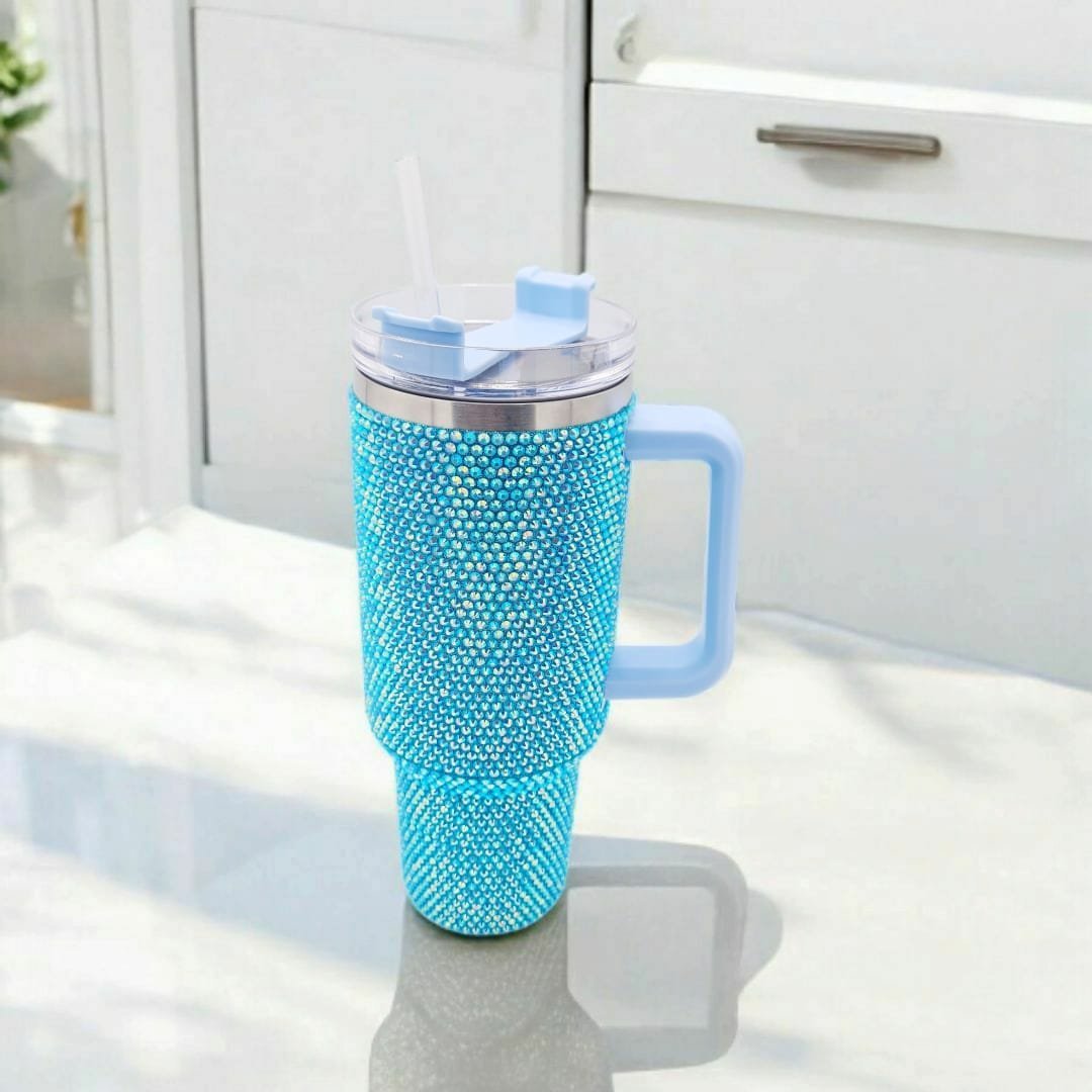 Blue-1.jpeg Insulated Rhinestone Tumbler - Glamour In Every Sip - Image 1