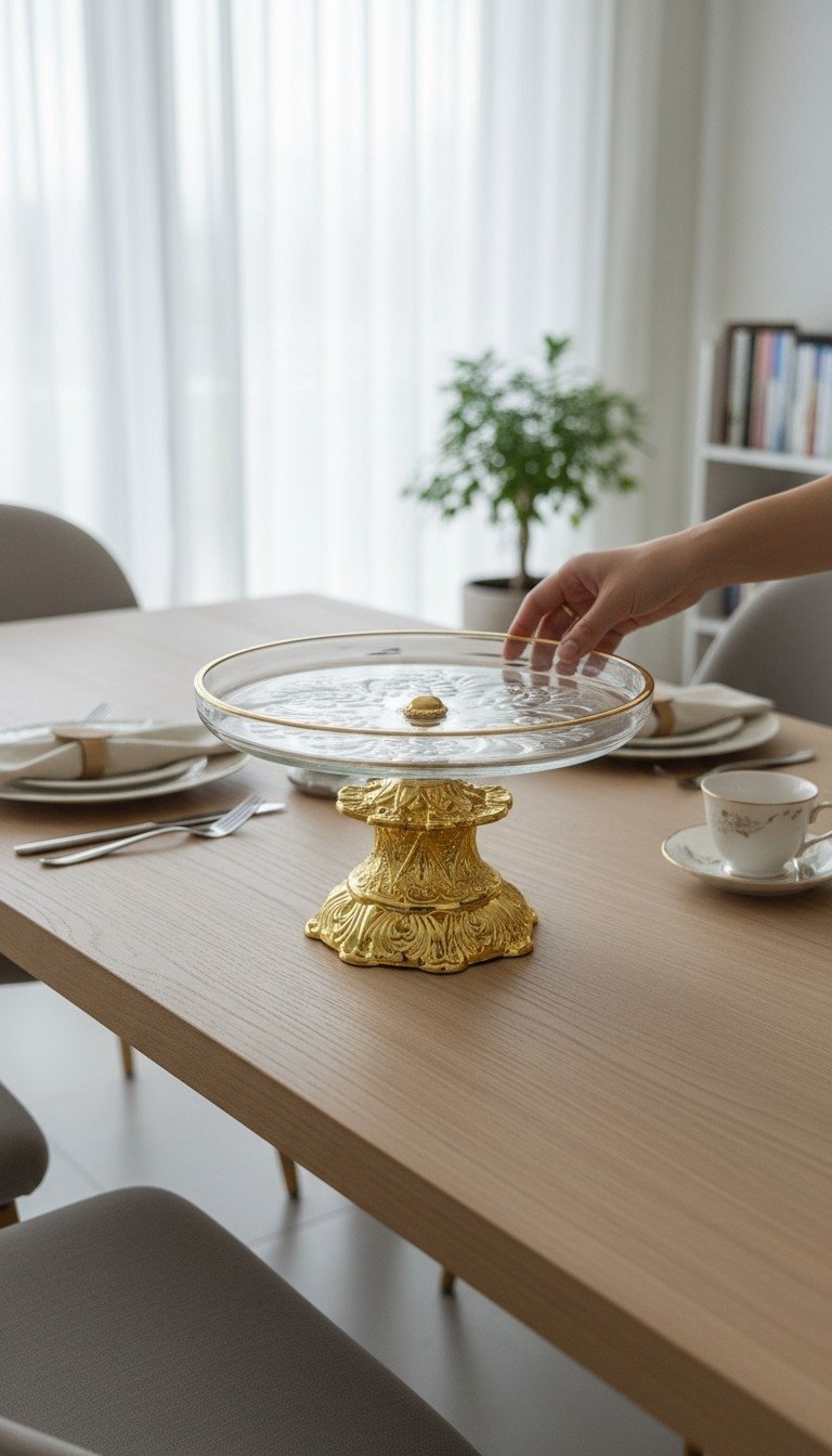 CAKE DISH 8021-6 Elegant Baroque-Style Pedestal Cake Dish - Image 1