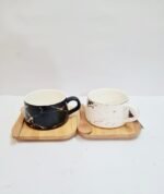 Ceramic Mug With Wooden Coaster