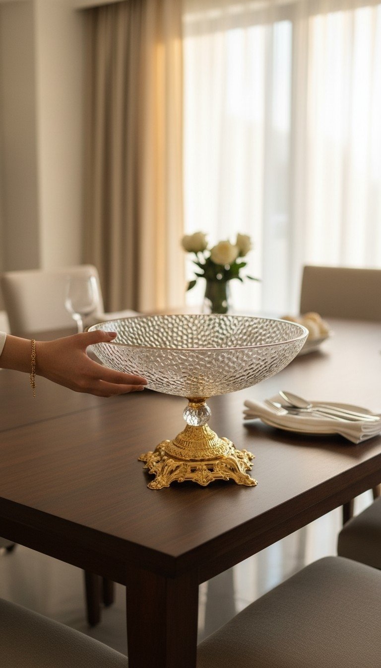 DEEP BOWL 8021-7 Luxury Decorative Pedestal Fruit Bowl - Image 1