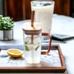 Transparent Glass Mug with Glass Straw and Bamboo Lid - Image 3