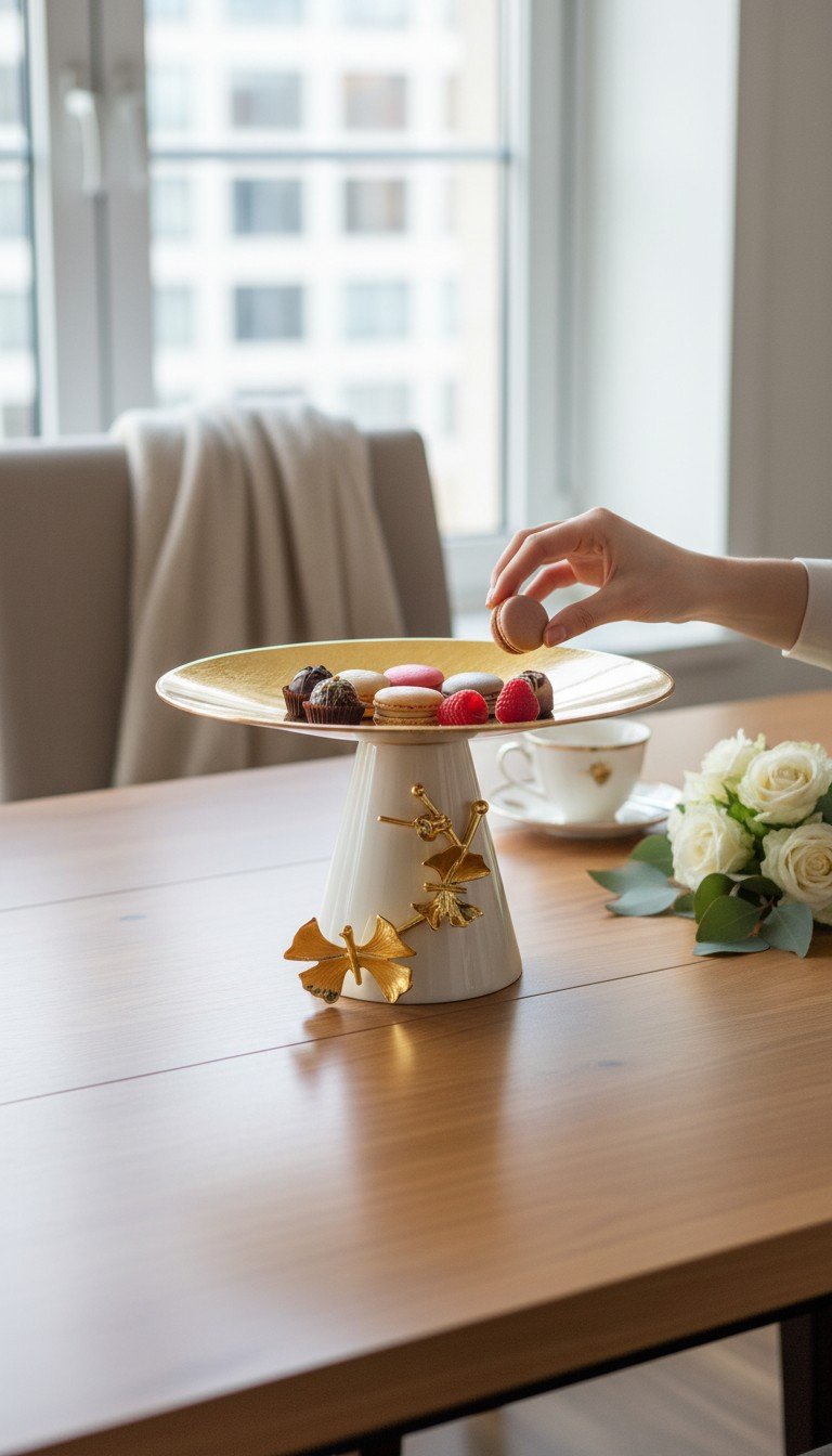 HK-875 MEDIUM Decorative Gilded Canopy Cake Dish – Medium - Image 1