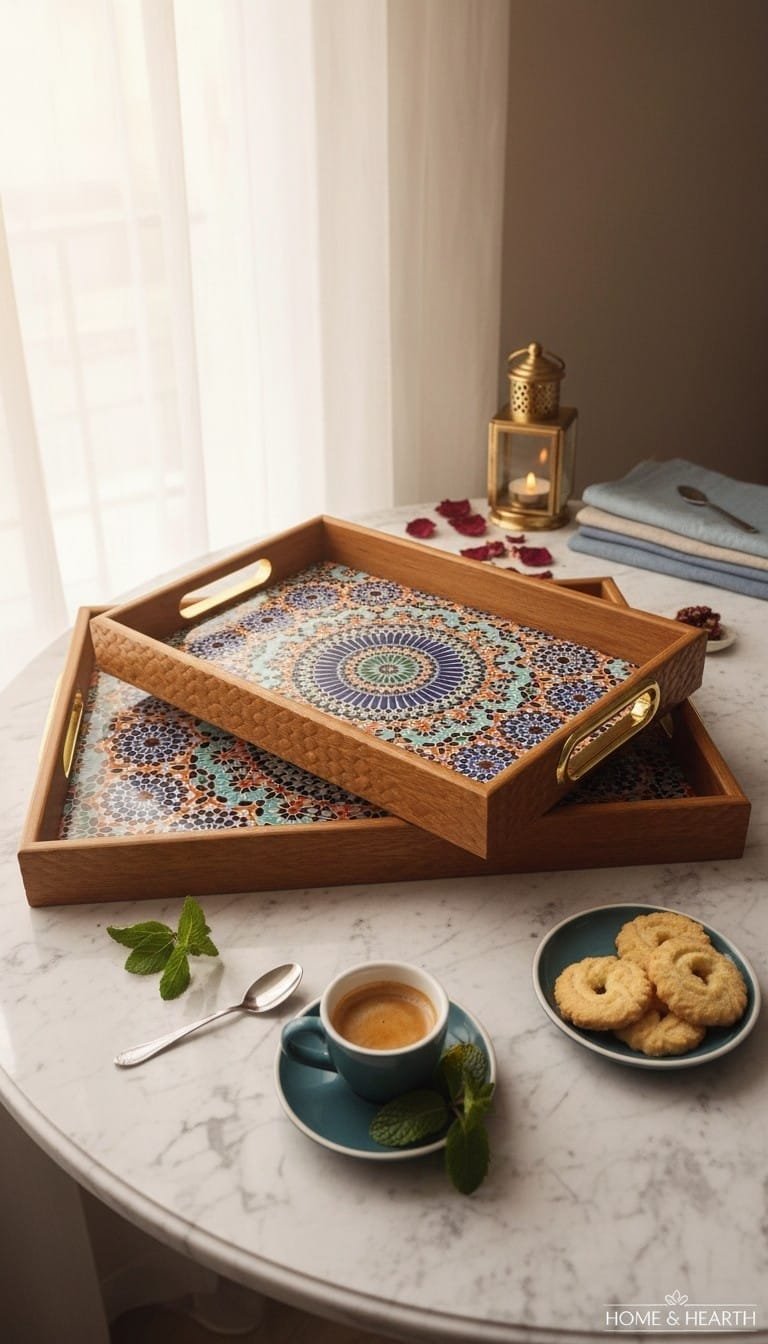 JKC20 DESIGN A Mosaic Gold Nesting Tray Set - Image 1
