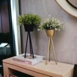 Artificial Flowers in Metal Pot