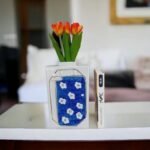 White Gilded Porcelain Flat Flask Vase - Image 7