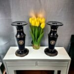 Black and Gold Porcelain Candle Stand - Image 3