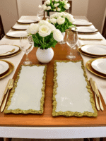 White and Gold Porcelain Serving Trays – Set of Two