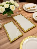 White and Gold Porcelain Serving Trays – Set of Two - Image 3