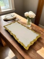 White and Gold Porcelain Serving Trays – Set of Two - Image 4