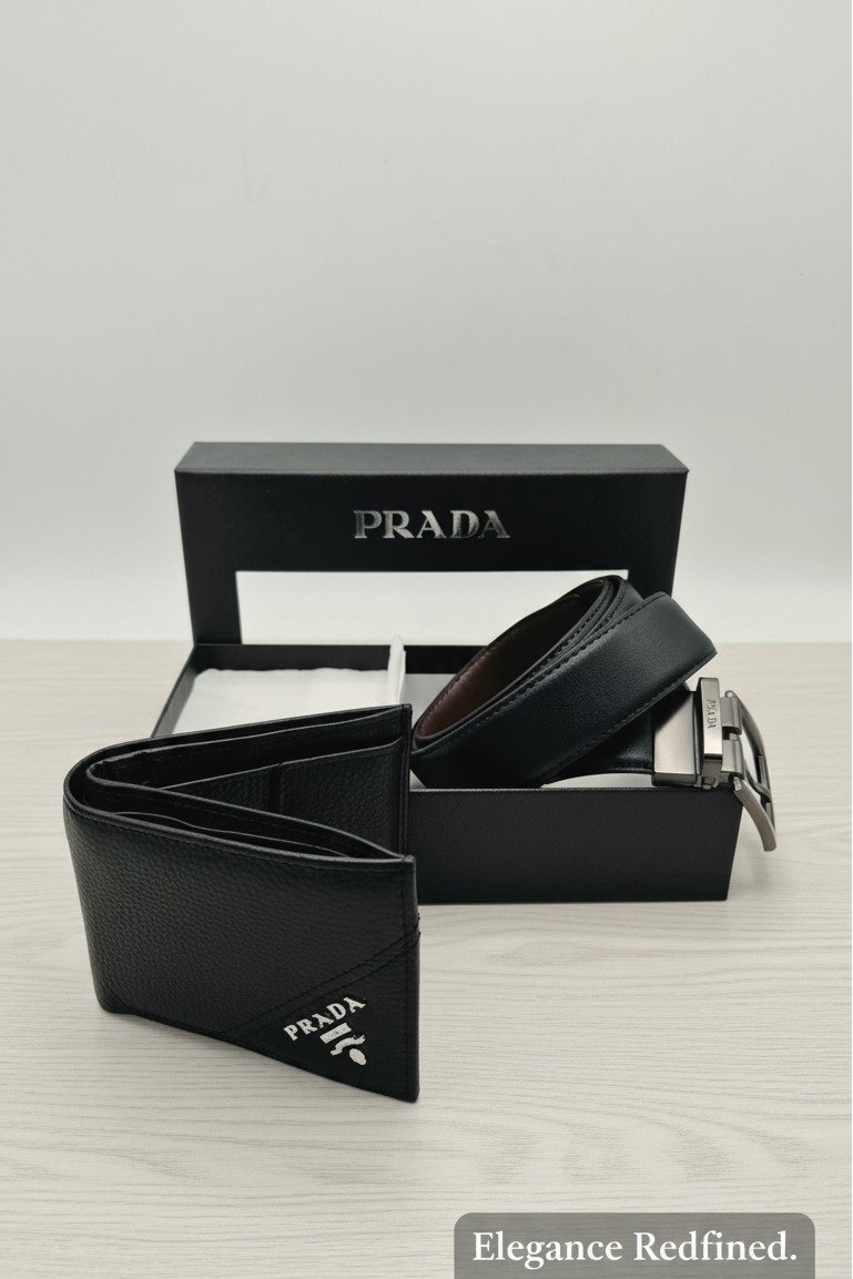 006-P BLACK Black Wallet & Dress Belt Gift Set – Classic Buckle - Image 1