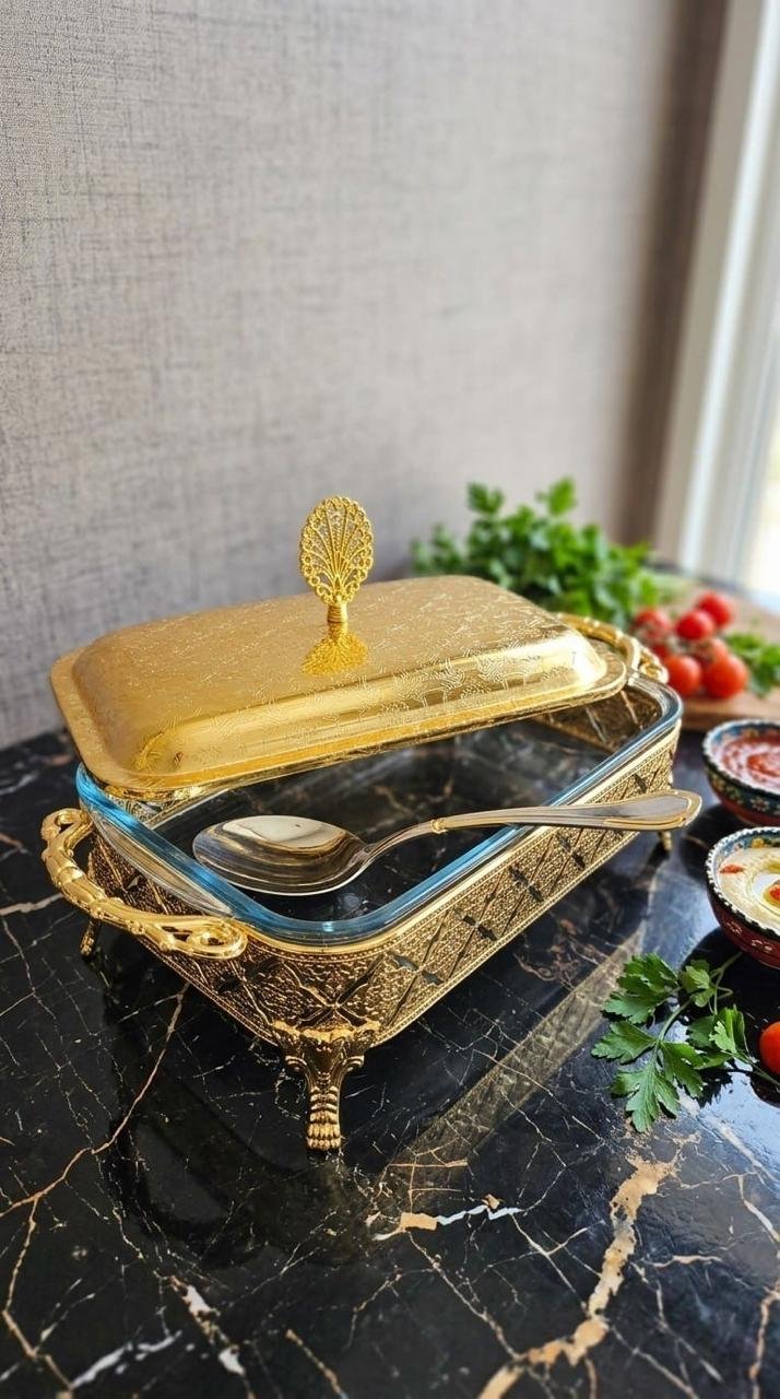 JKC147 Gold-Toned Rectangular Chafing Dish – 2.2L - Image 1