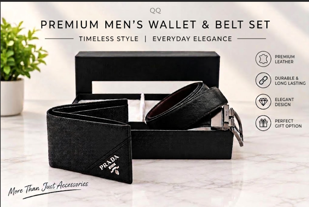 Black Wallet and Belt Gift Set