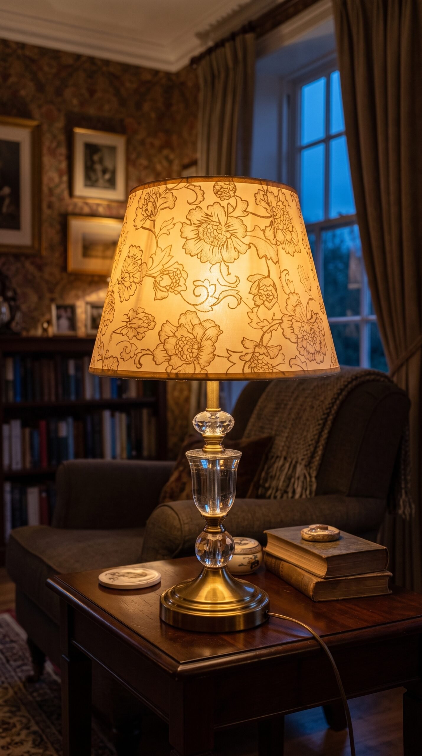 BDRW09 (3) Floral Shade Crystal Table Lamp - Image 1