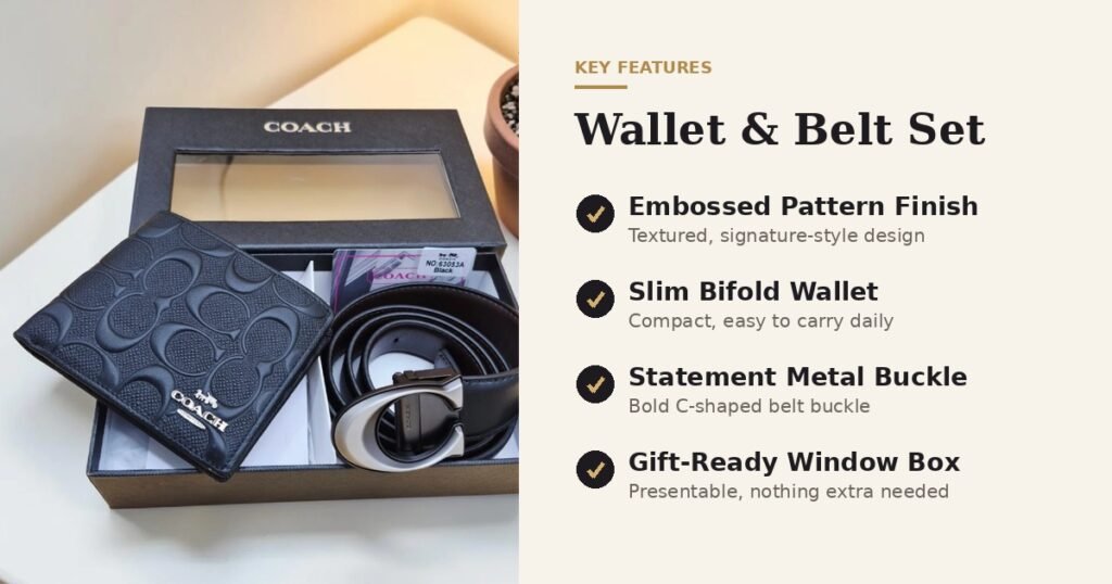 Leather Belt & Wallet Gift Set for Men