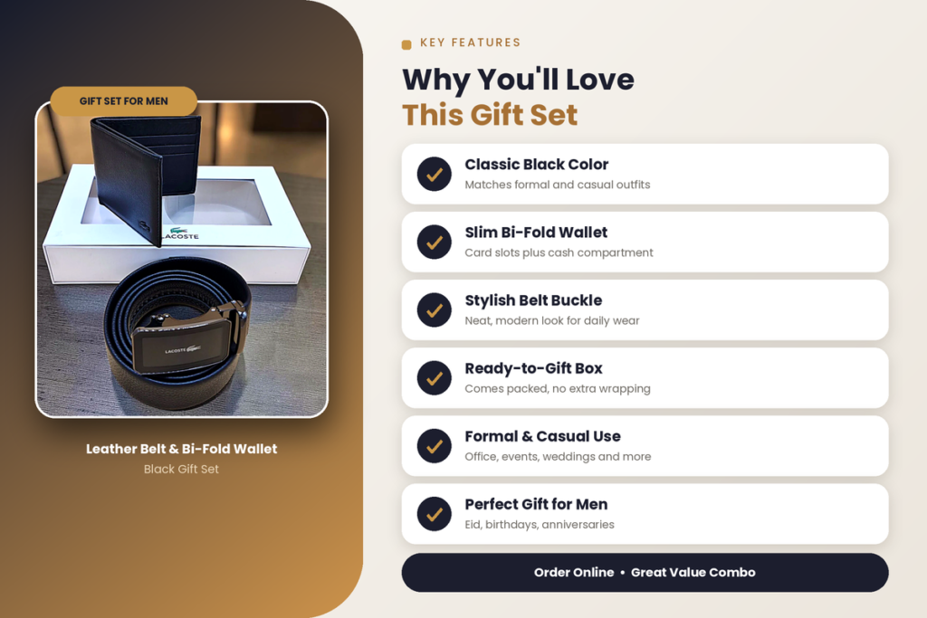 Leather Belt and Wallet Gift Set